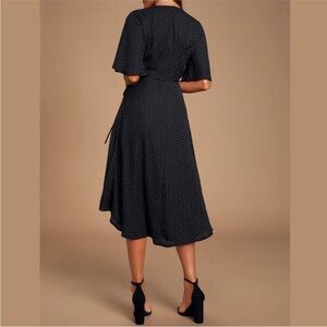 Lulu's Farah Black Midi Dress with White Dots